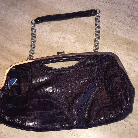 Aphorism Purple Faux Croc Clutch - Picture 2 of 6